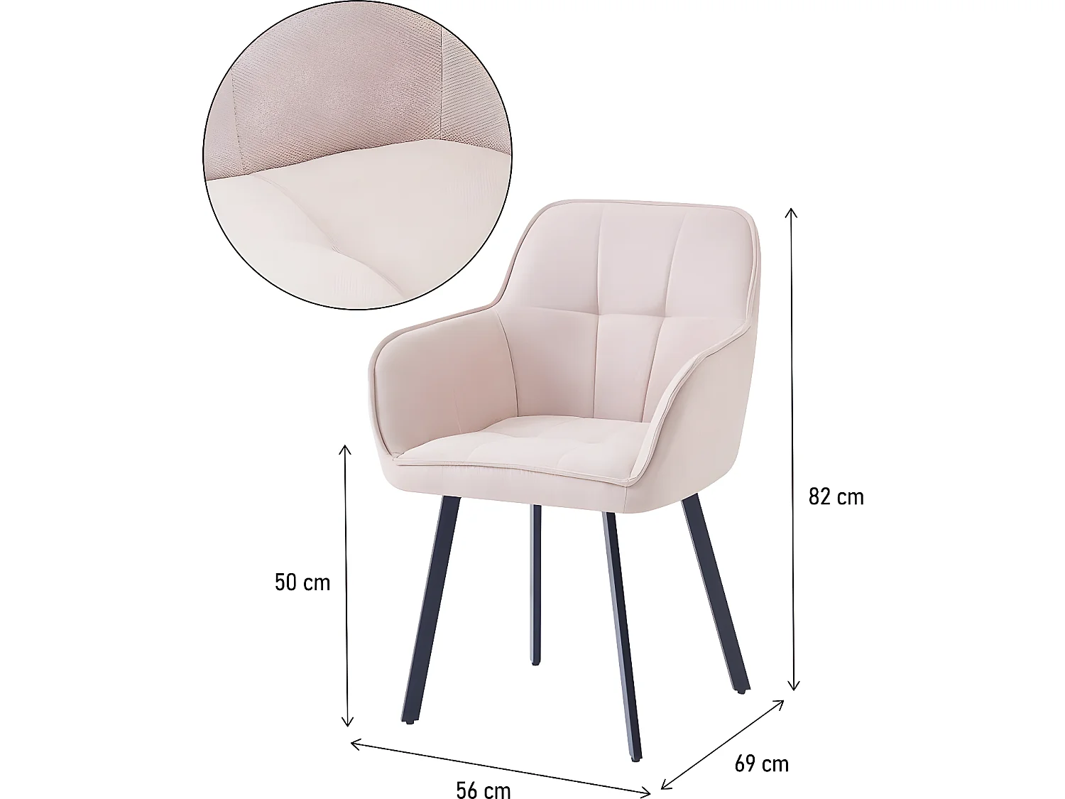 Esszimmerstühle aus Stoff 2er-Set "Léonie" - Beige