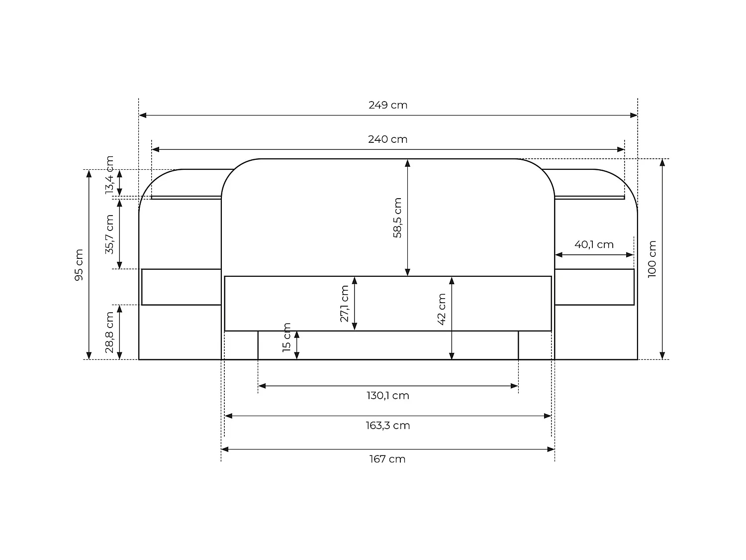 Łóżko z szafkami nocnymi 160 x 200 cm - Z oświetleniem LED - Naturalny i czarny + Stelaż - JUVISIA