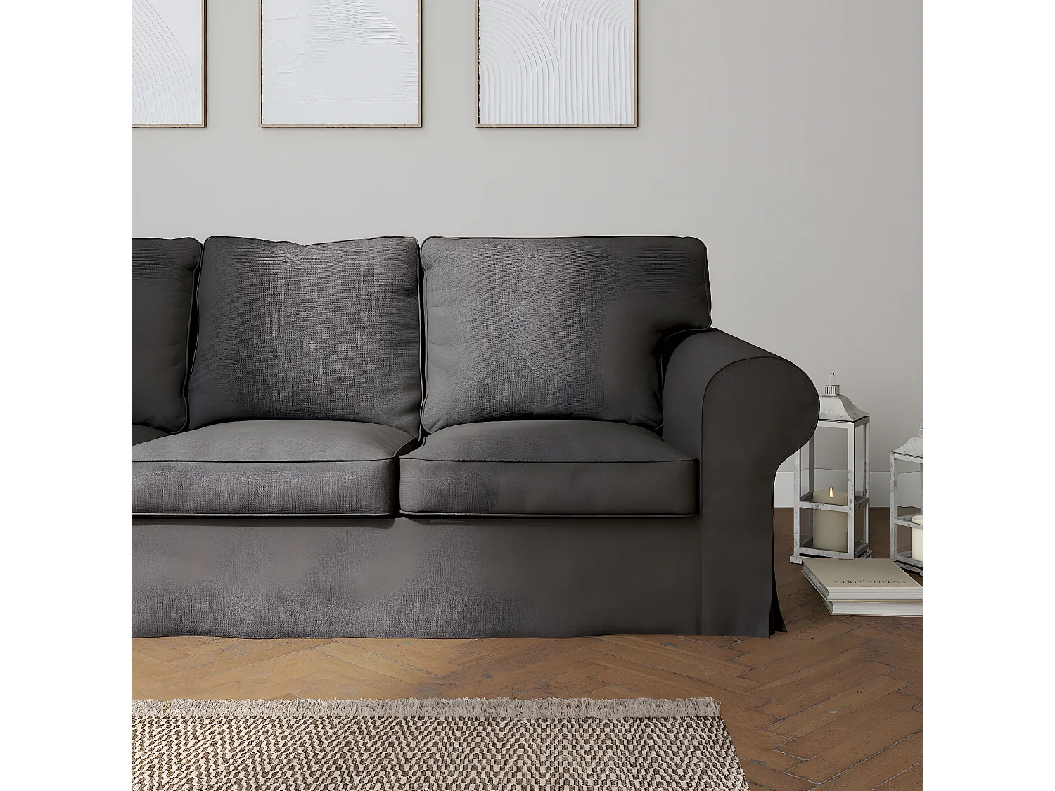 Bezug für Ektorp 3-Sitzer Sofa nicht ausklappbar, Etna, grau