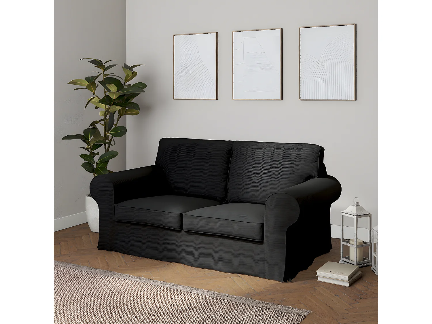 Bezug für Ektorp 2-Sitzer Sofa nicht ausklappbar, Etna, schwarz