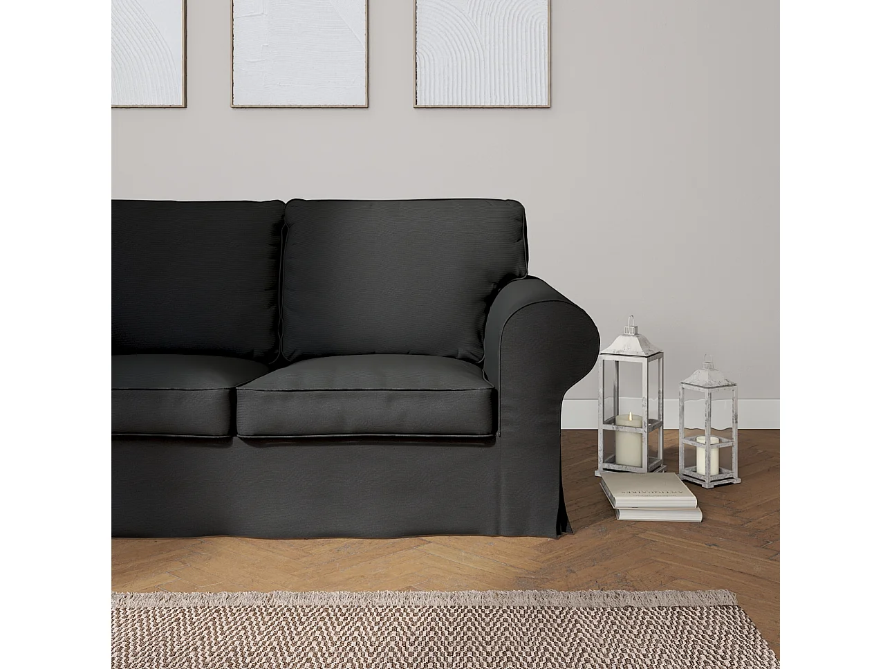 Bezug für Ektorp 2-Sitzer Sofa nicht ausklappbar, Etna, schwarz