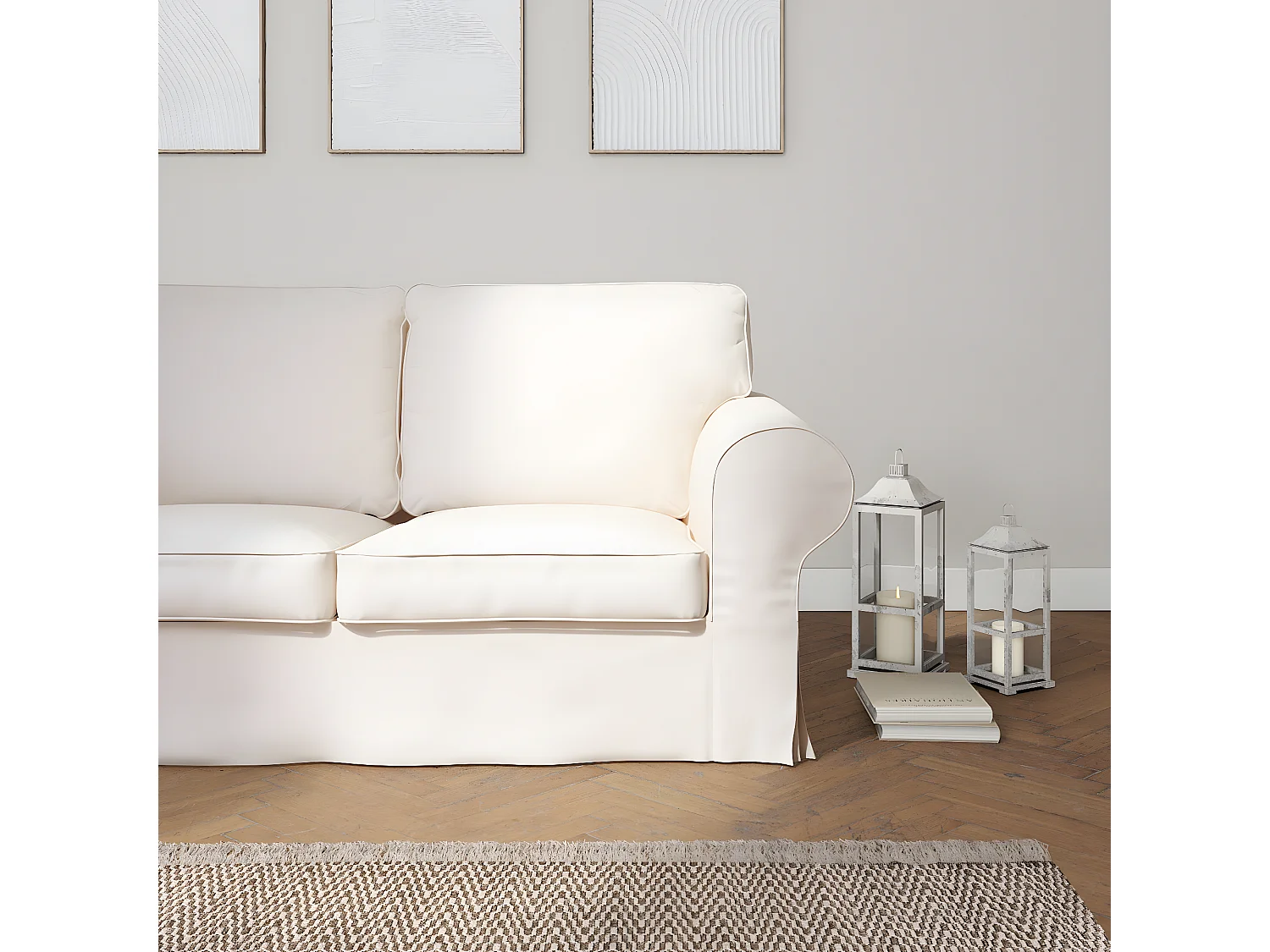 Bezug für Ektorp 2-Sitzer Sofa nicht ausklappbar, Etna, weiß