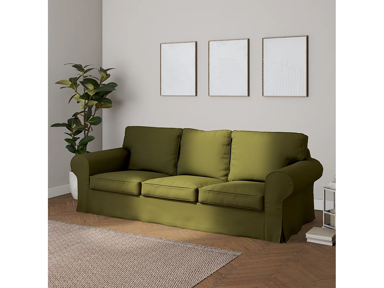 Bezug für Ektorp 3-Sitzer Sofa nicht ausklappbar, Etna, grün