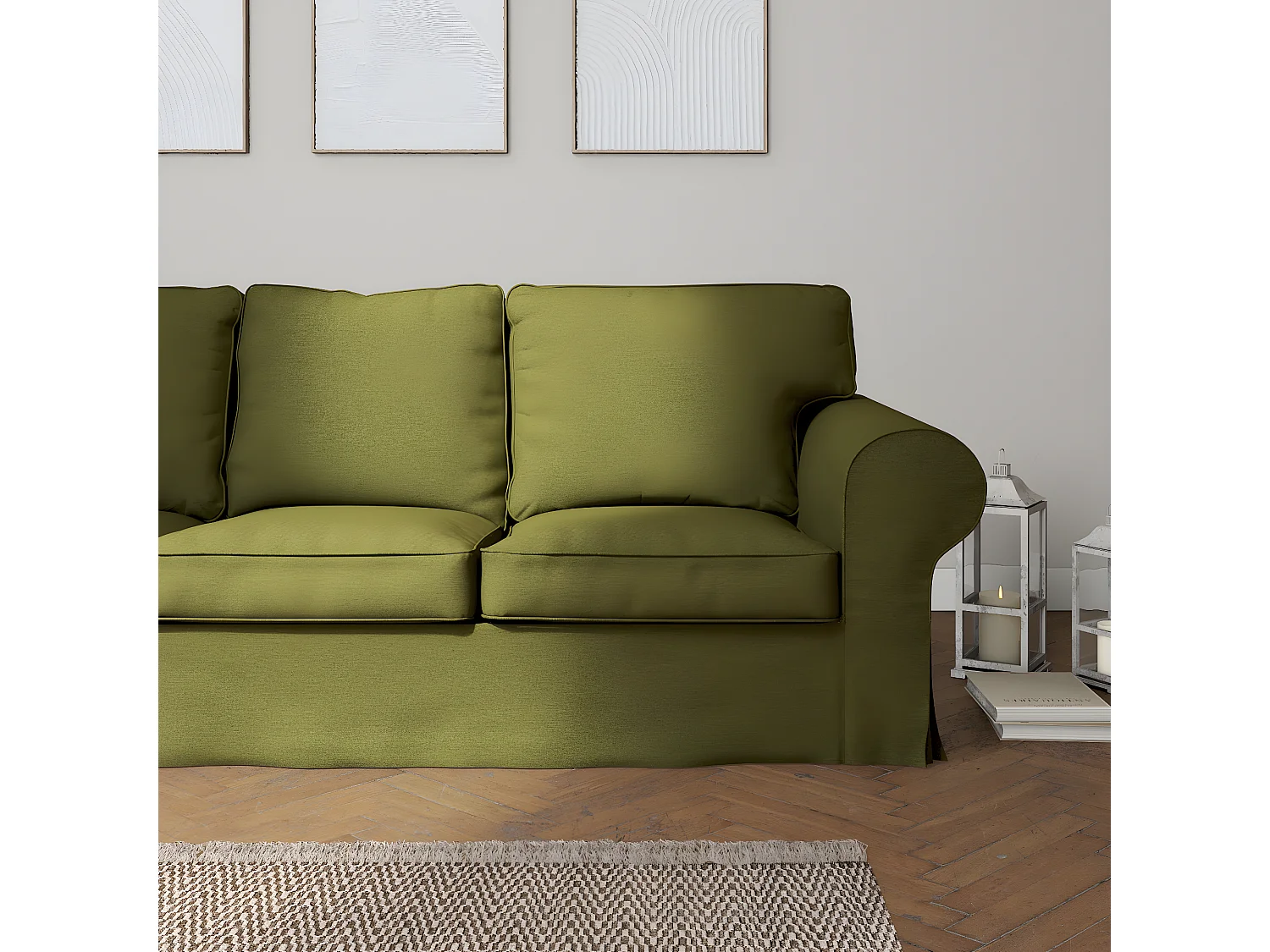 Bezug für Ektorp 3-Sitzer Sofa nicht ausklappbar, Etna, grün