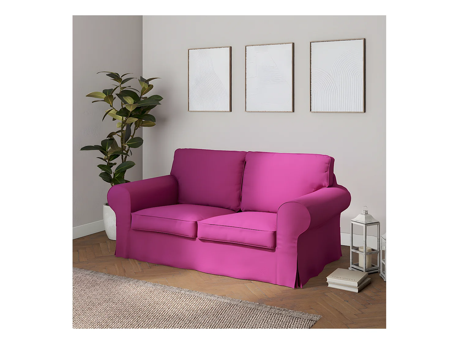Bezug für Ektorp 2-Sitzer Sofa nicht ausklappbar, Etna, pink