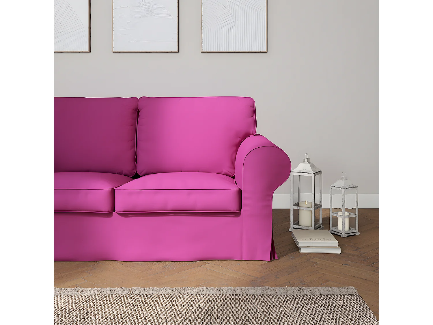 Bezug für Ektorp 2-Sitzer Sofa nicht ausklappbar, Etna, pink