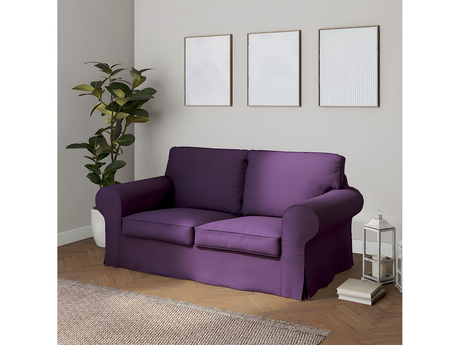 Bezug für Ektorp 2-Sitzer Sofa nicht ausklappbar, Etna, violett
