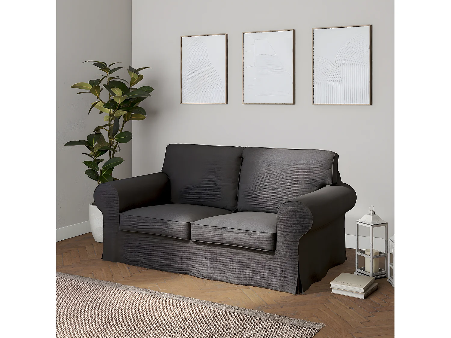 Bezug für Ektorp 2-Sitzer Sofa nicht ausklappbar, Etna, grau