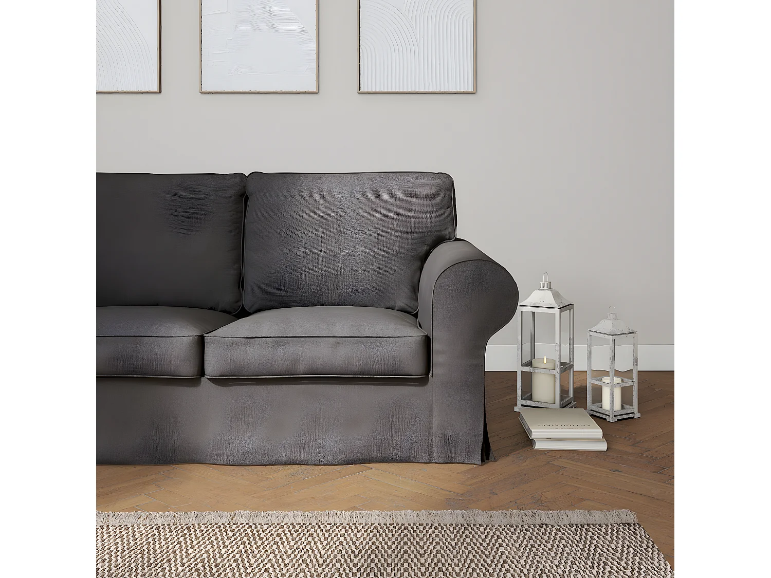 Bezug für Ektorp 2-Sitzer Sofa nicht ausklappbar, Etna, grau