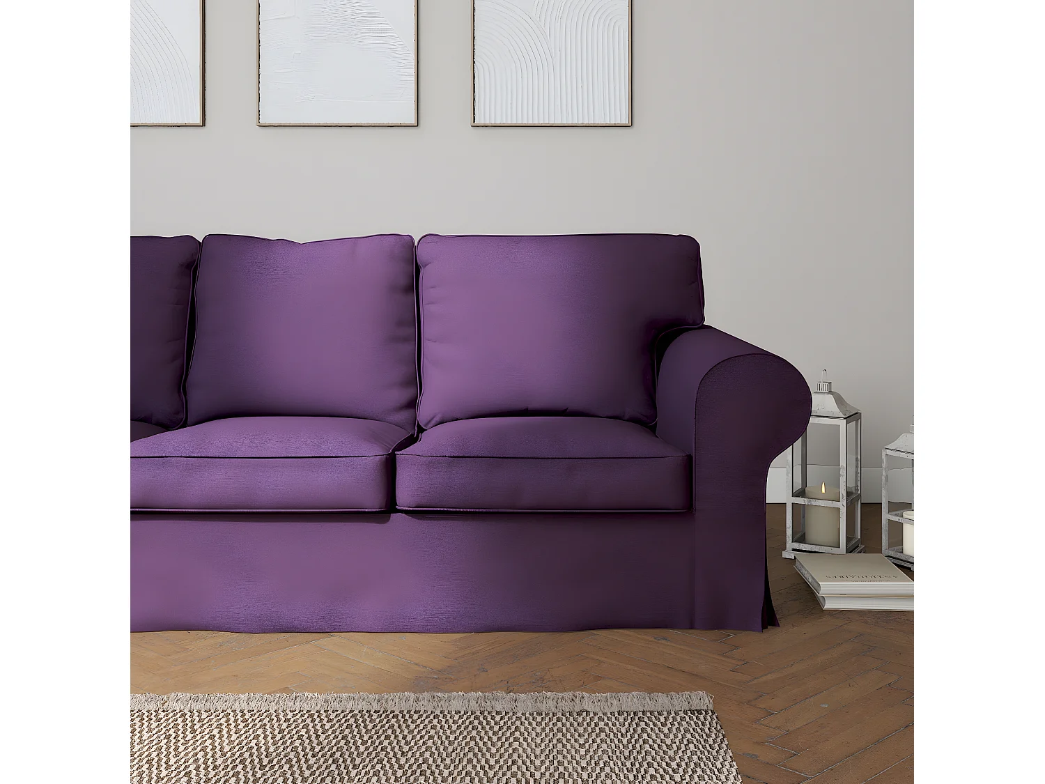 Bezug für Ektorp 3-Sitzer Sofa nicht ausklappbar, Etna, violett