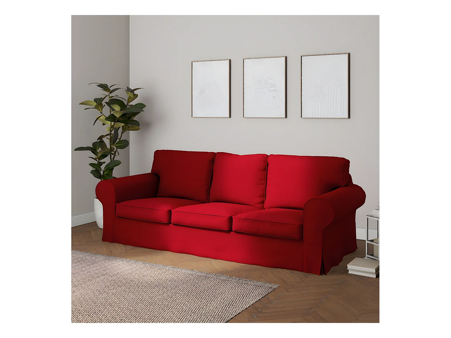 Bezug für Ektorp 3-Sitzer Sofa nicht ausklappbar, Etna, rot