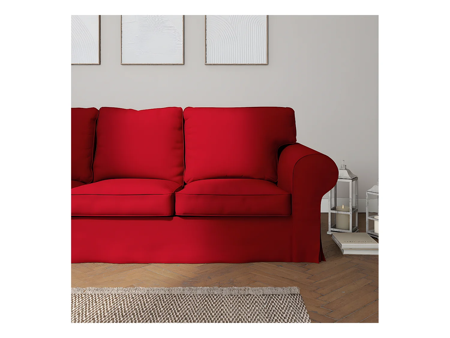 Bezug für Ektorp 3-Sitzer Sofa nicht ausklappbar, Etna, rot