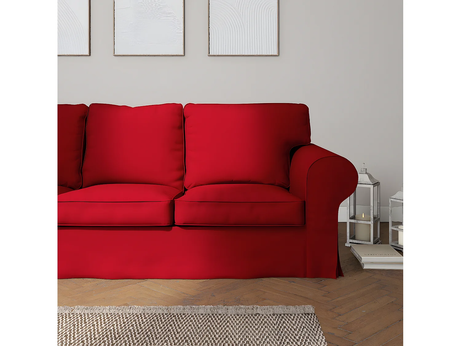 Bezug für Ektorp 3-Sitzer Sofa nicht ausklappbar, Etna, rot