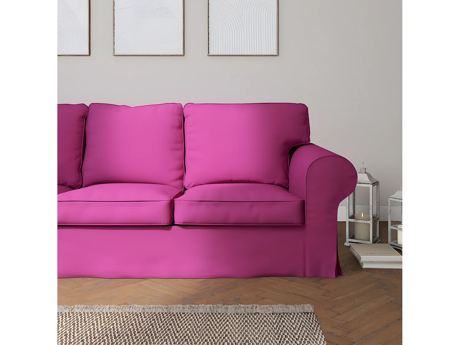 Bezug für Ektorp 3-Sitzer Sofa nicht ausklappbar, Etna, pink