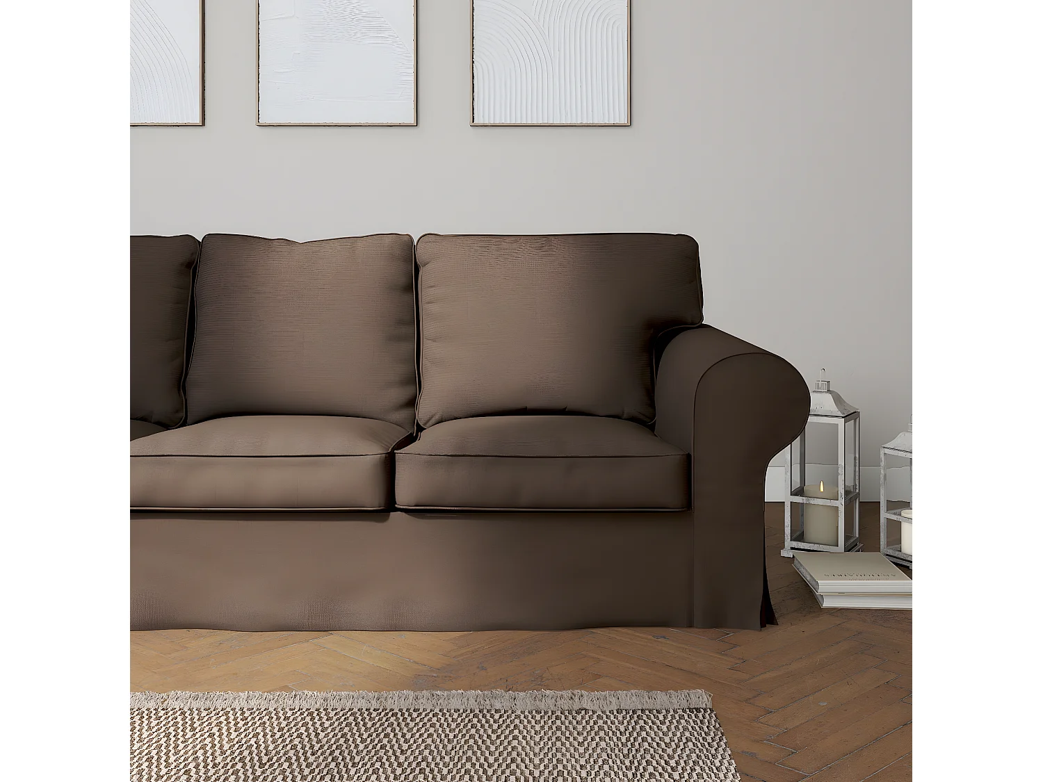 Bezug für Ektorp 3-Sitzer Sofa nicht ausklappbar, Etna, braun