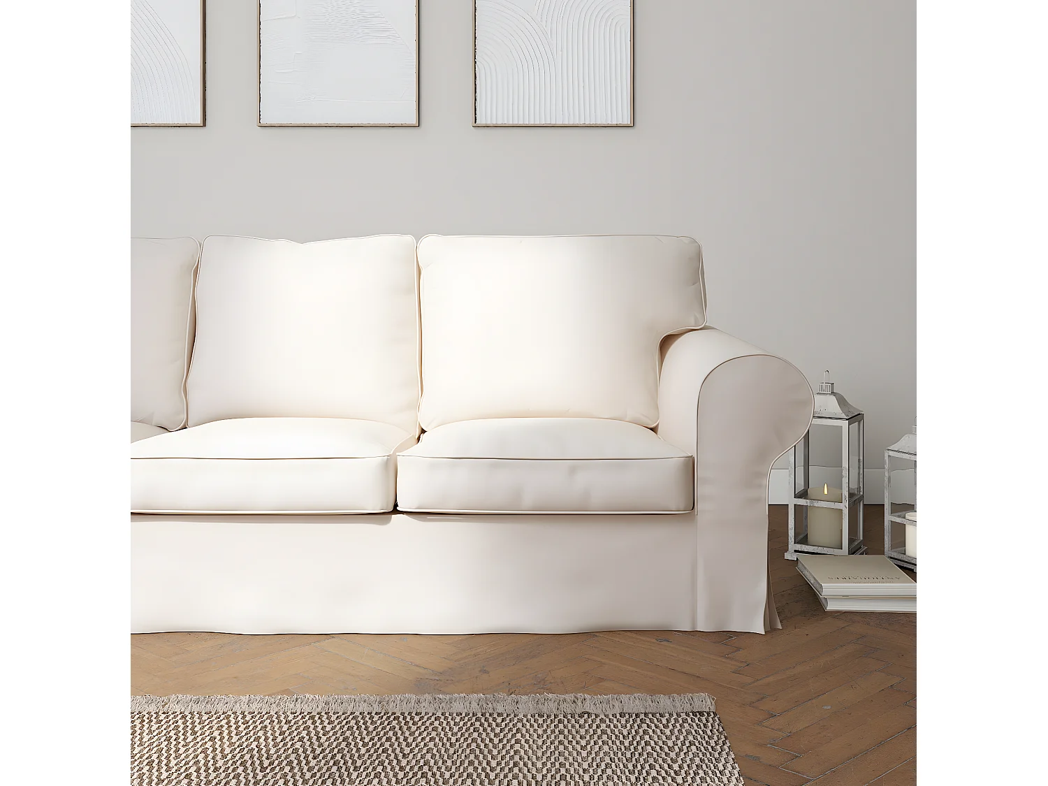 Bezug für Ektorp 3-Sitzer Sofa nicht ausklappbar, Etna, weiß