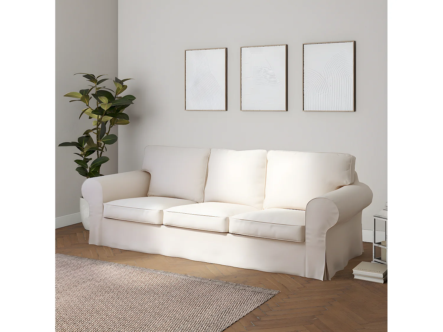 Bezug für Ektorp 3-Sitzer Sofa nicht ausklappbar, Etna, weiß