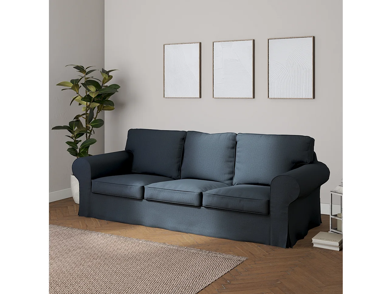 Bezug für Ektorp 3-Sitzer Sofa nicht ausklappbar, Etna, blau
