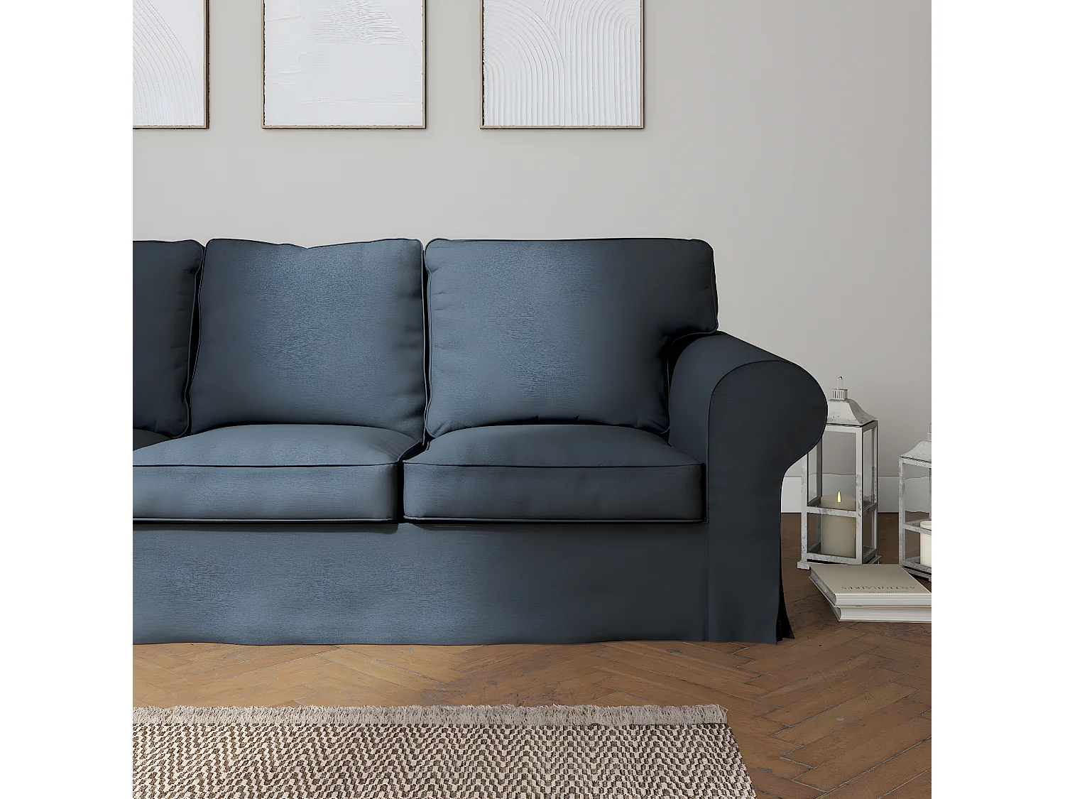 Bezug für Ektorp 3-Sitzer Sofa nicht ausklappbar, Etna, blau