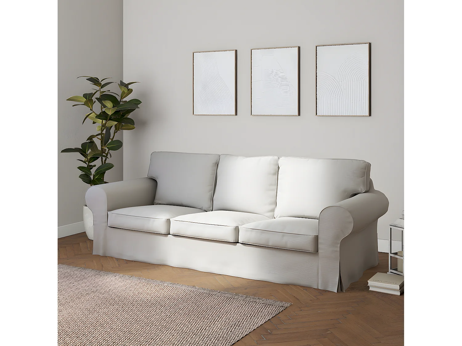 Bezug für Ektorp 3-Sitzer Sofa nicht ausklappbar, Etna, hellgrau