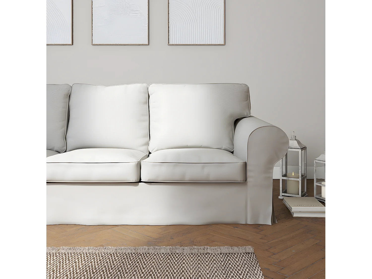 Bezug für Ektorp 3-Sitzer Sofa nicht ausklappbar, Etna, hellgrau