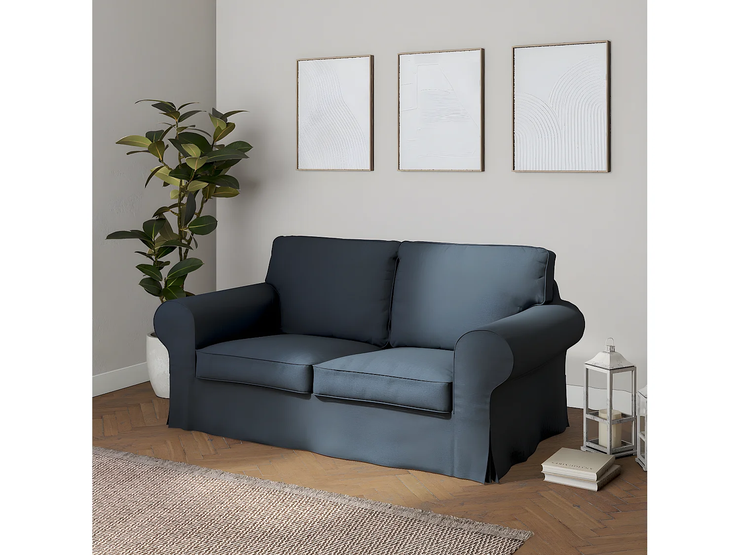 Bezug für Ektorp 2-Sitzer Sofa nicht ausklappbar, Etna, blau