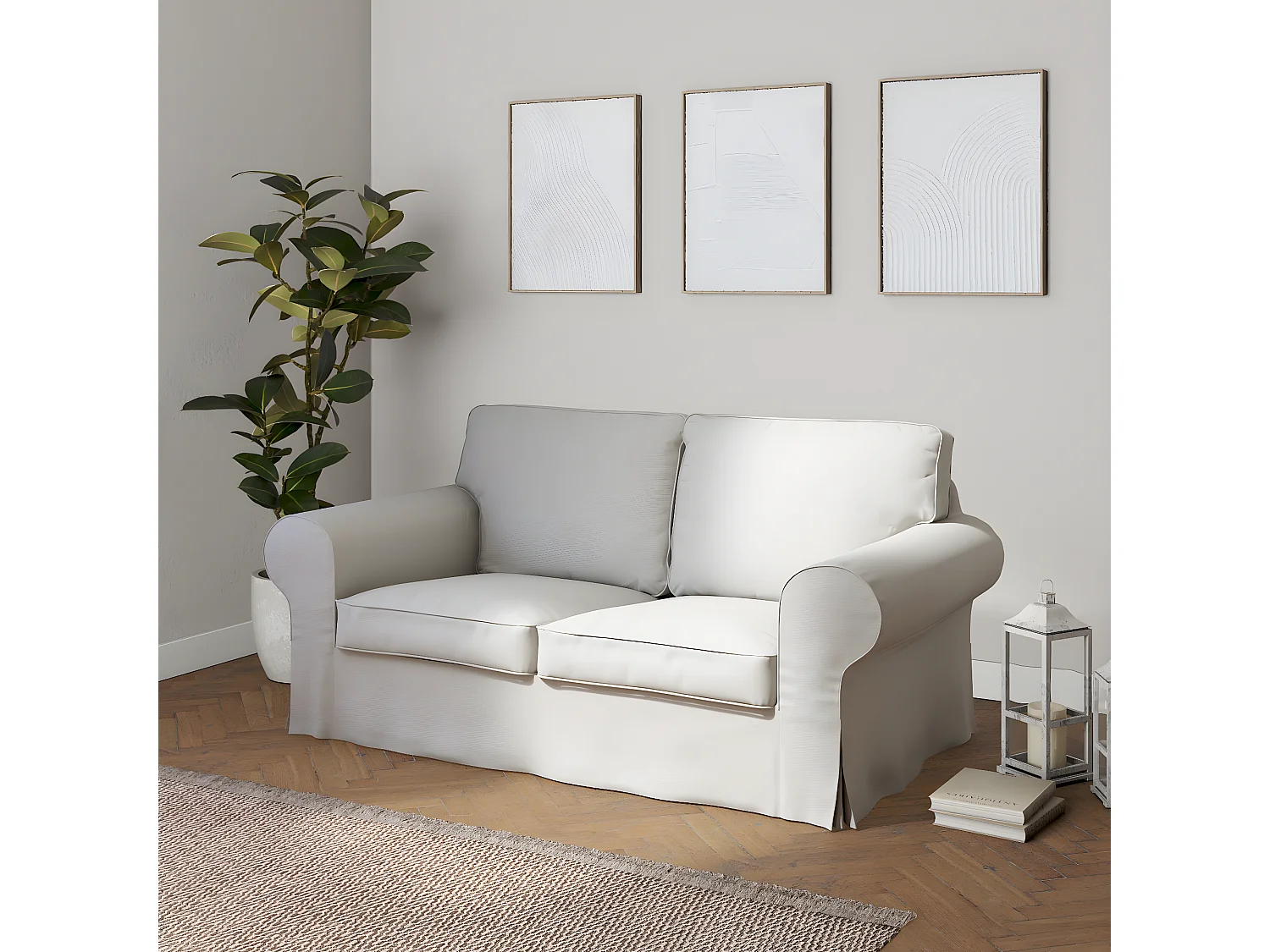 Bezug für Ektorp 2-Sitzer Sofa nicht ausklappbar, Etna, hellgrau