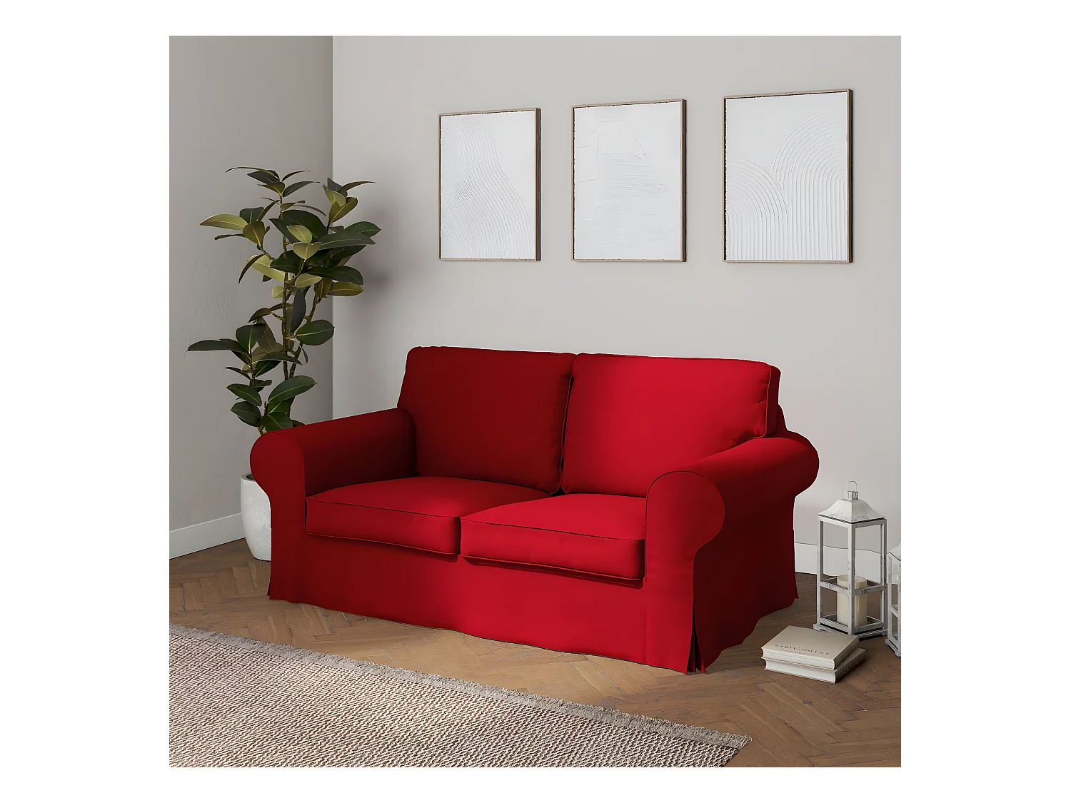 Bezug für Ektorp 2-Sitzer Sofa nicht ausklappbar, Etna, rot