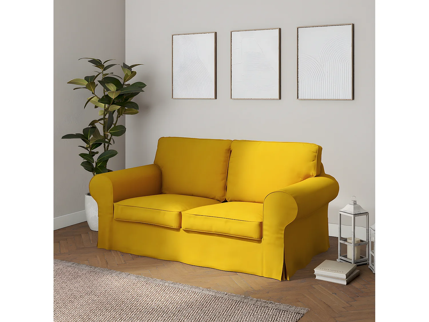 Bezug für Ektorp 2-Sitzer Sofa nicht ausklappbar, Etna, gelb