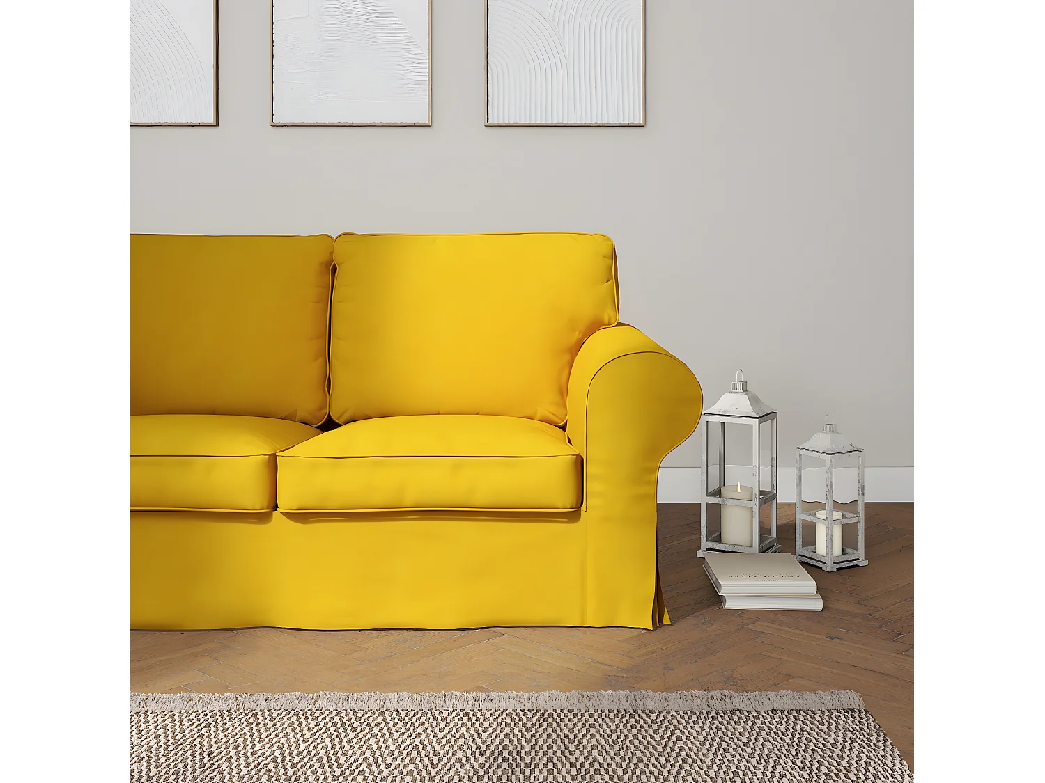 Bezug für Ektorp 2-Sitzer Sofa nicht ausklappbar, Etna, gelb