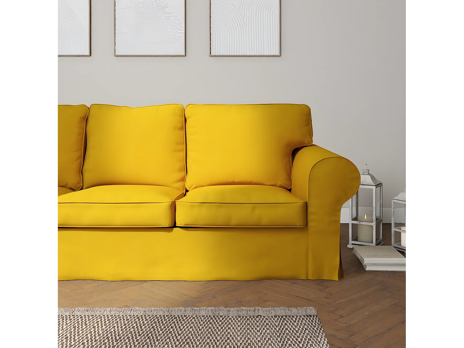 Bezug für Ektorp 3-Sitzer Sofa nicht ausklappbar, Etna, gelb