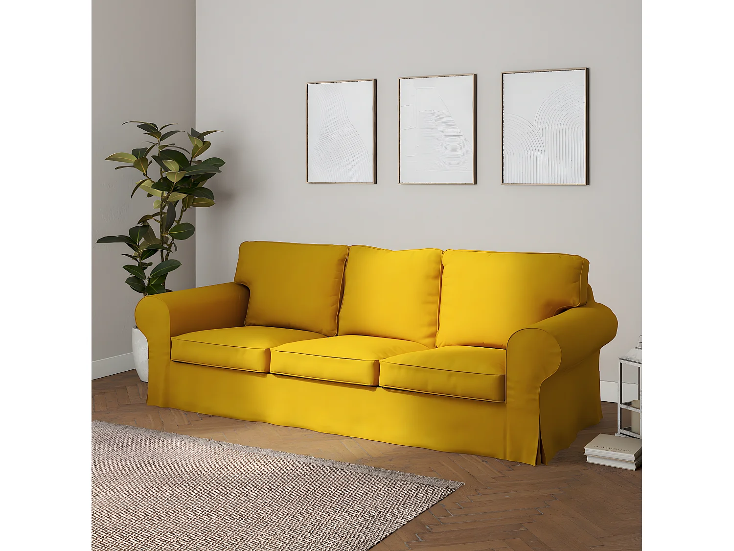 Bezug für Ektorp 3-Sitzer Sofa nicht ausklappbar, Etna, gelb