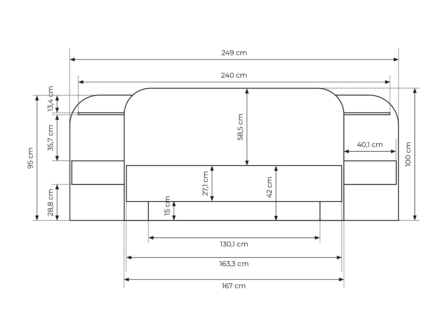 Łóżko z szafkami nocnymi 160 x 200 cm - Z oświetleniem LED - Naturalny i czarny + Stelaż + Materac - JUVISIA