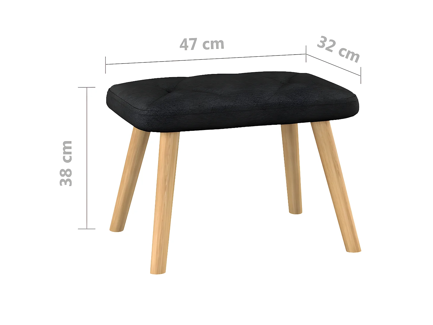 Chaise de relaxation avec tabouret Noir Tissu