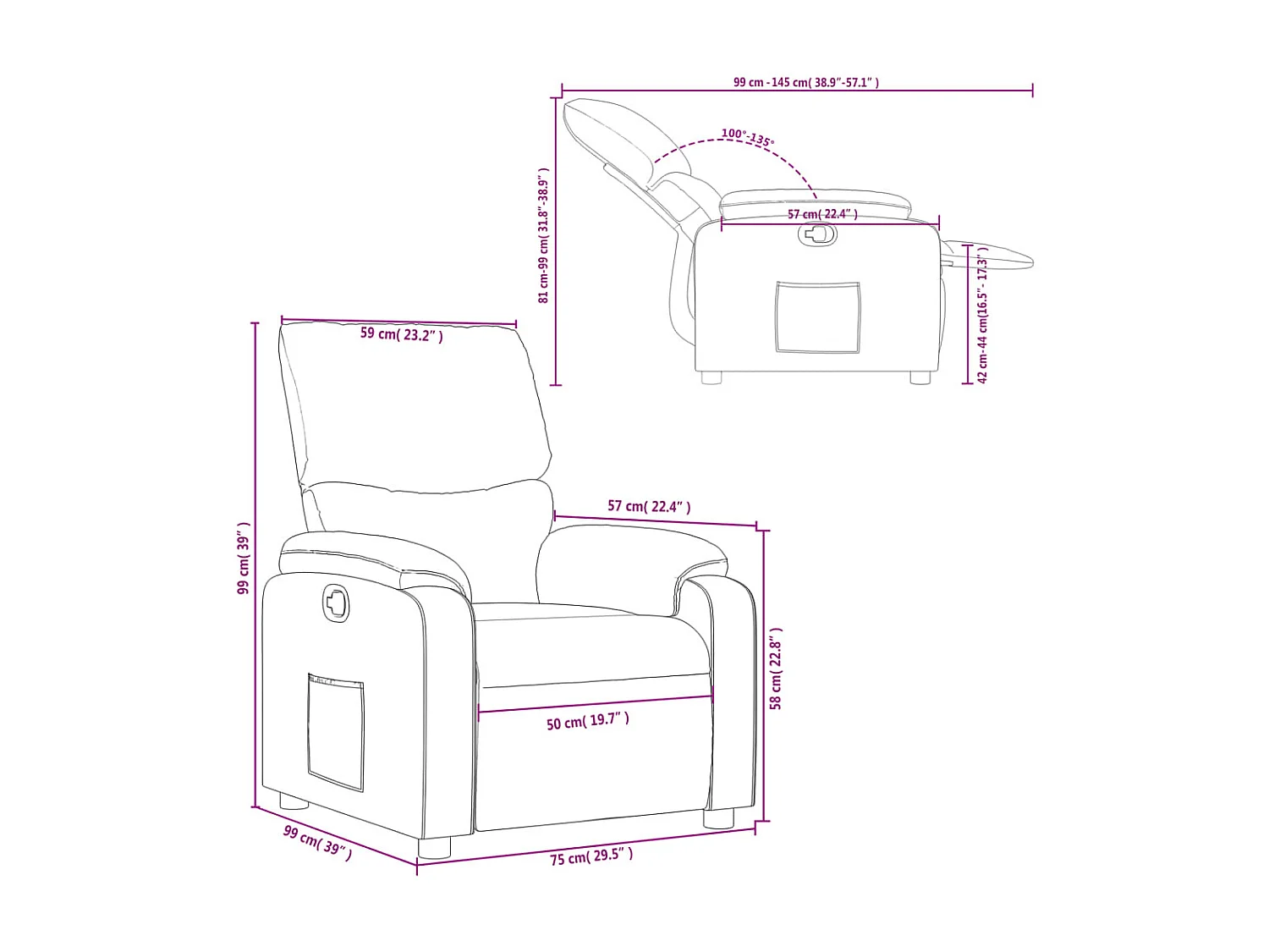 Fauteuil inclinable Crème Similicuir
