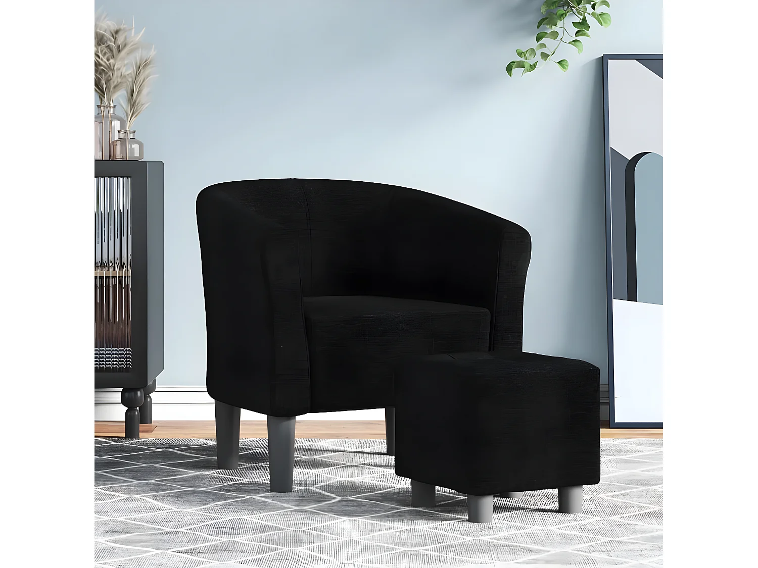 Fauteuil cabriolet avec repose-pied noir tissu