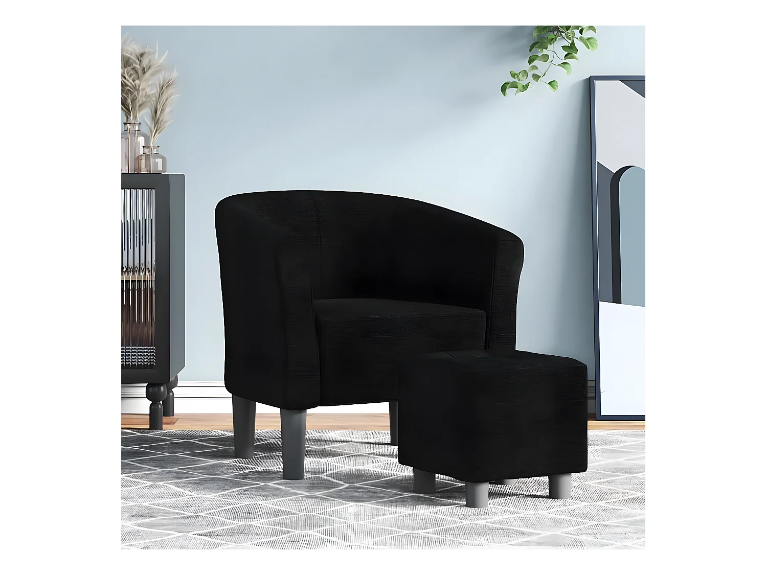 Fauteuil cabriolet avec repose-pied noir tissu
