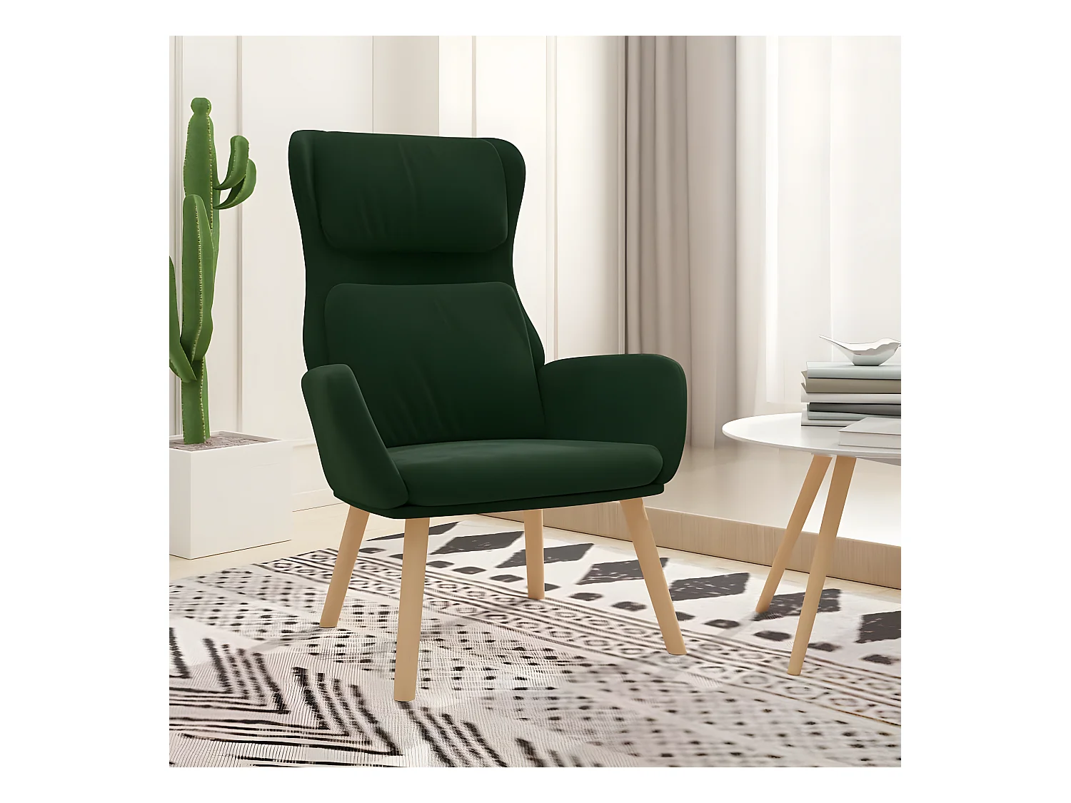 Chaise de relaxation Vert foncé Velours