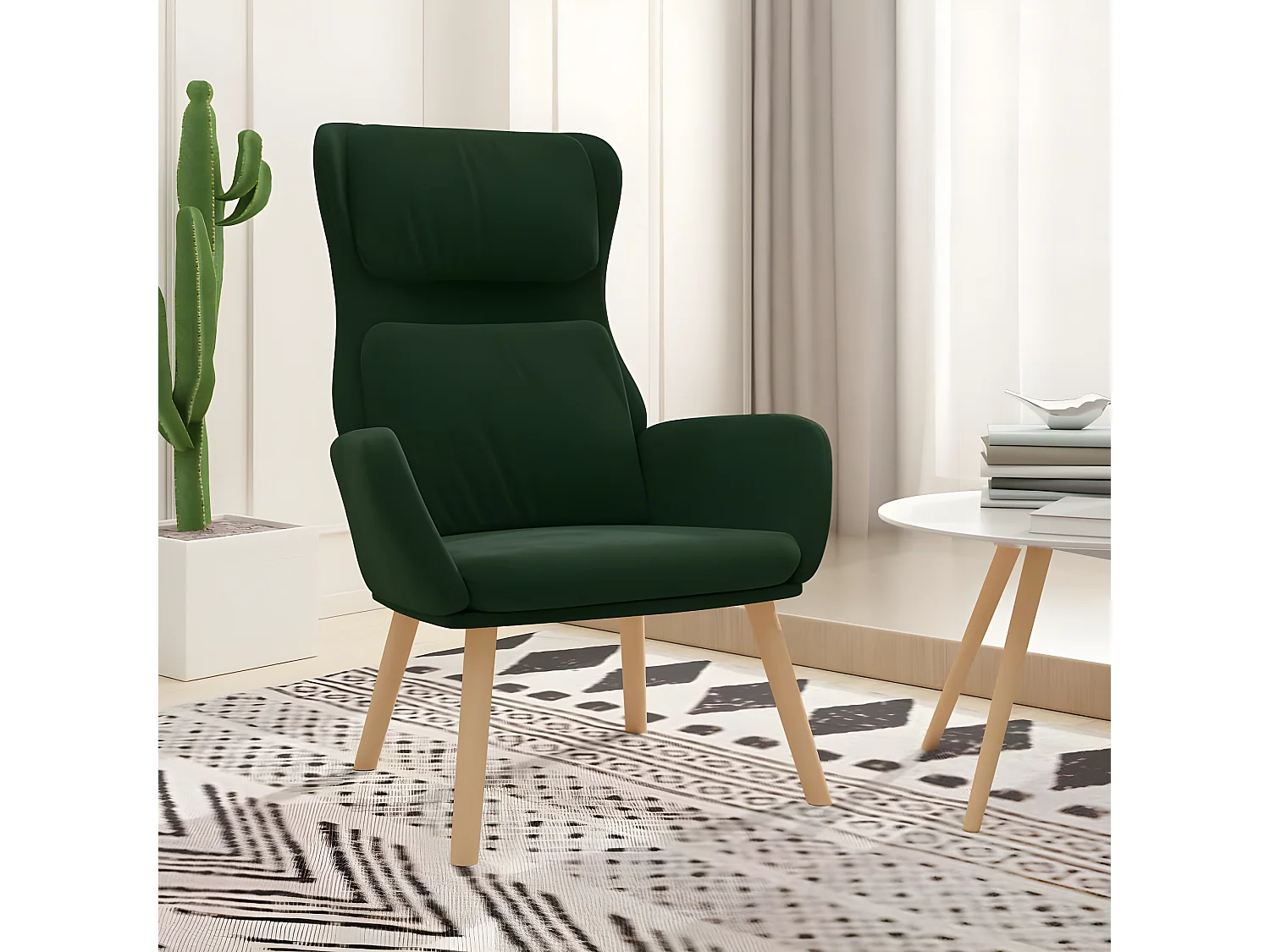 Chaise de relaxation Vert foncé Velours