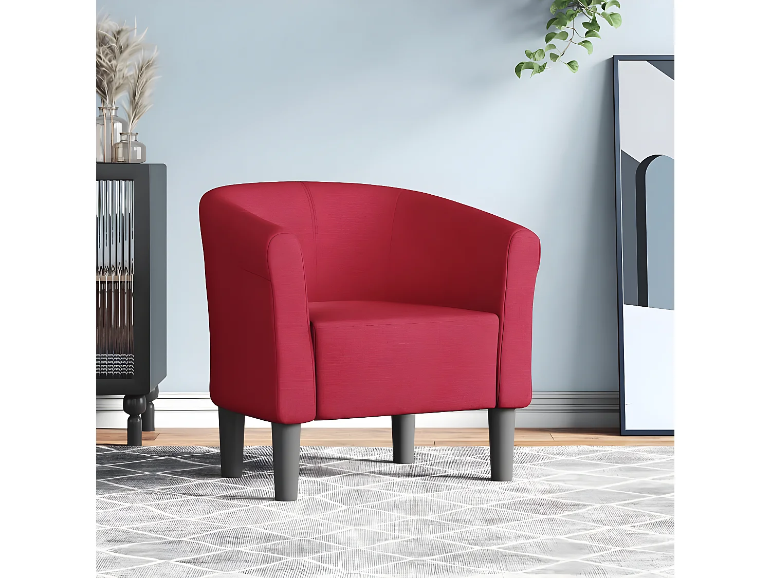 Fauteuil cabriolet rouge bordeaux tissu