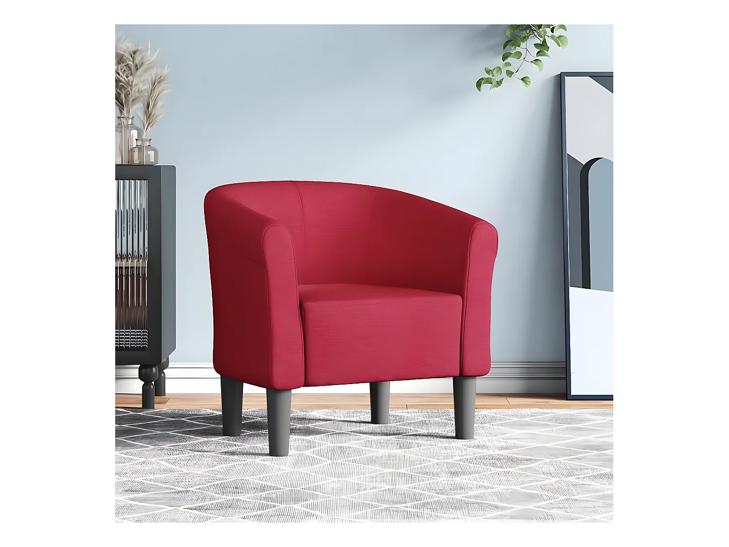 Fauteuil cabriolet rouge bordeaux tissu