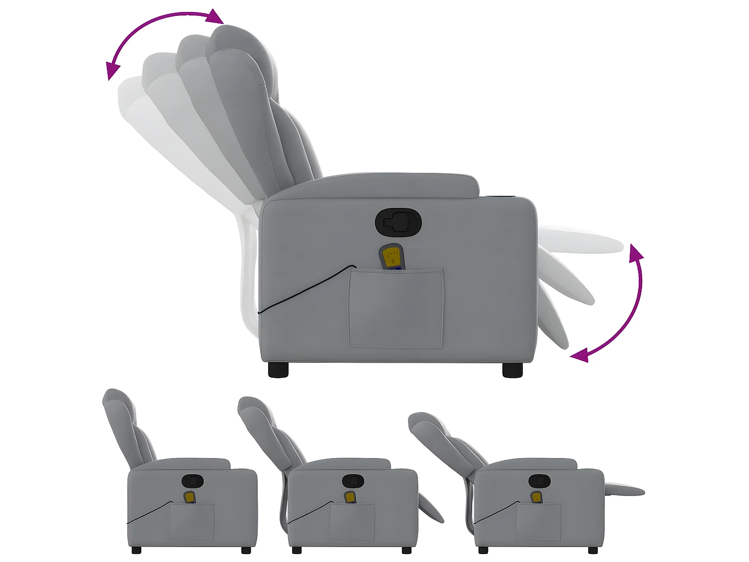 Fauteuil de massage inclinable Gris clair Tissu