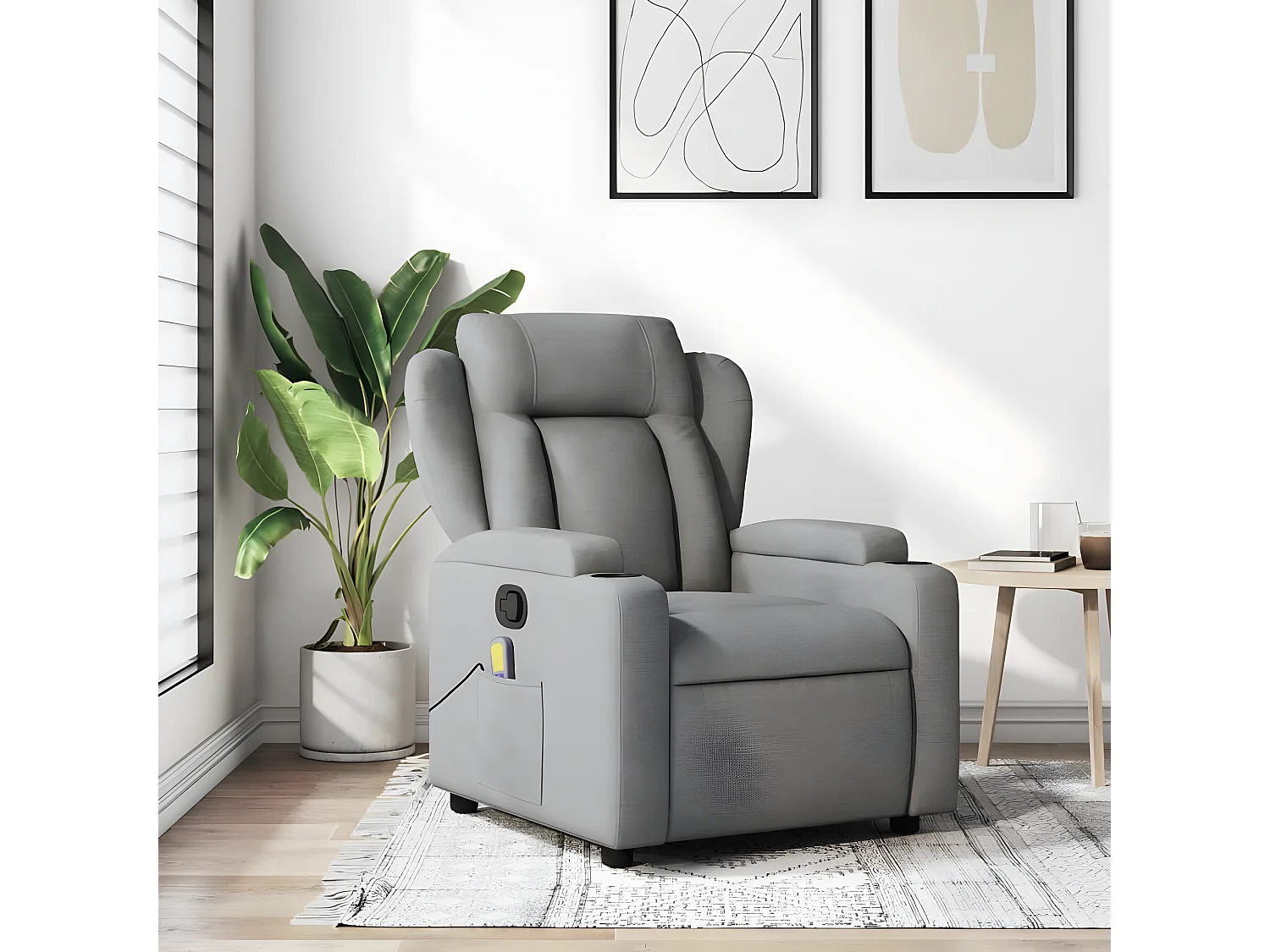 Fauteuil de massage inclinable Gris clair Tissu