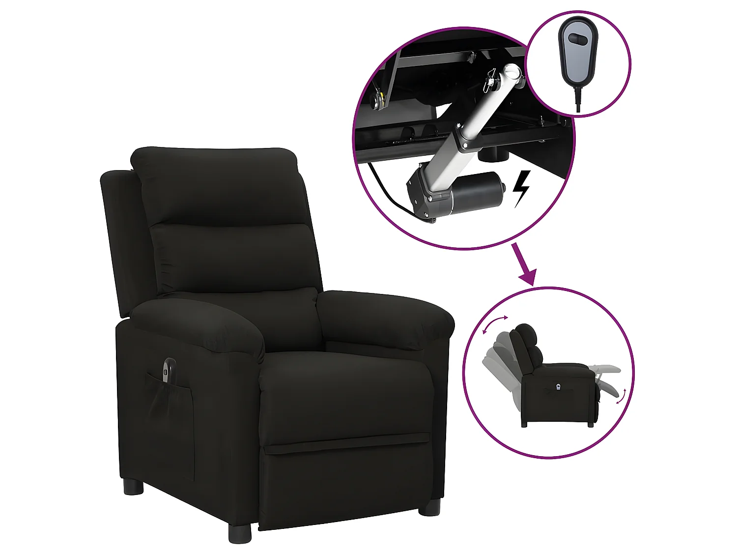 Poltrona reclinabile elettrica in tessuto nero