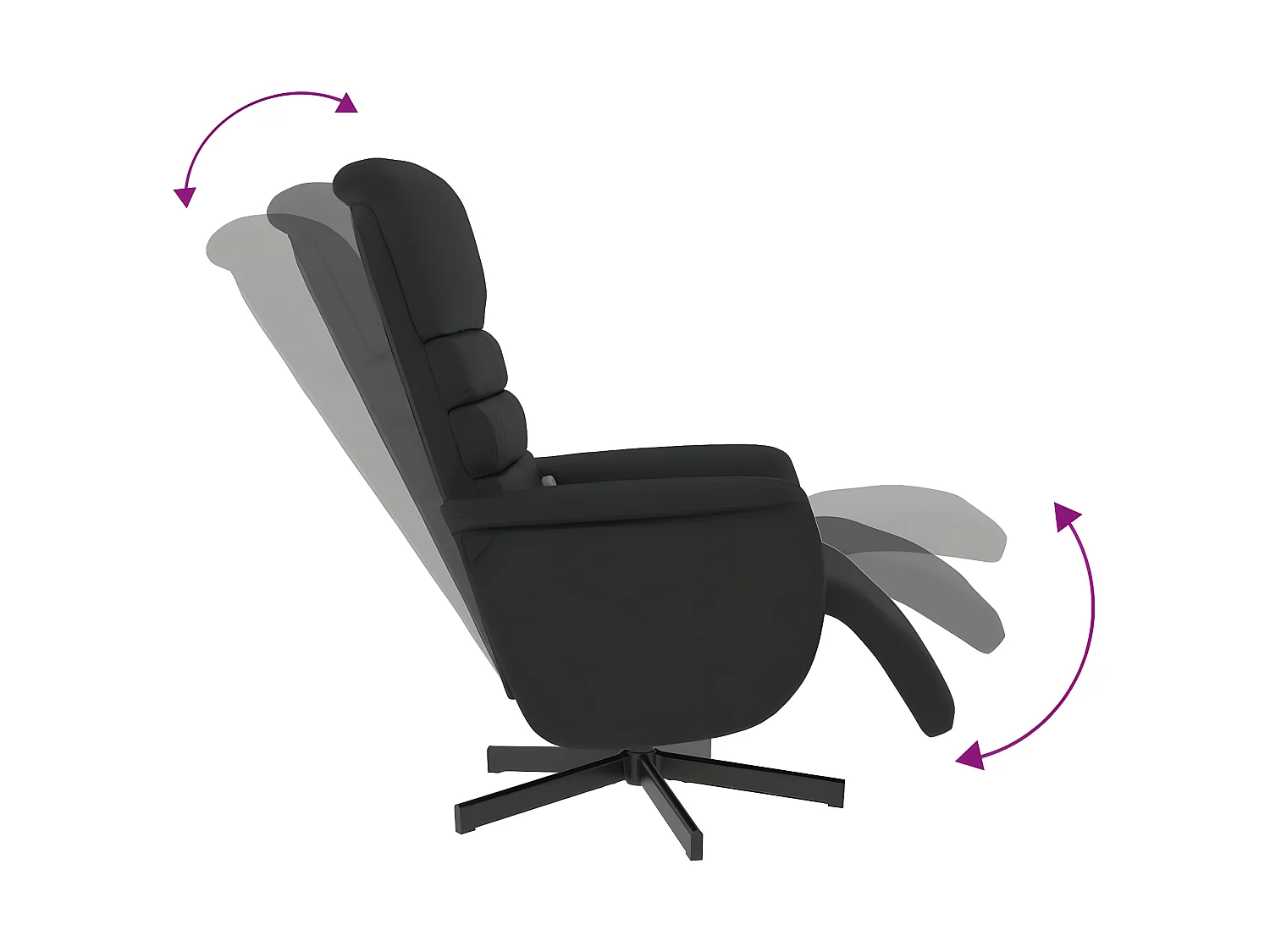 Massagefauteuil met voetsteun van zwart kunstleer