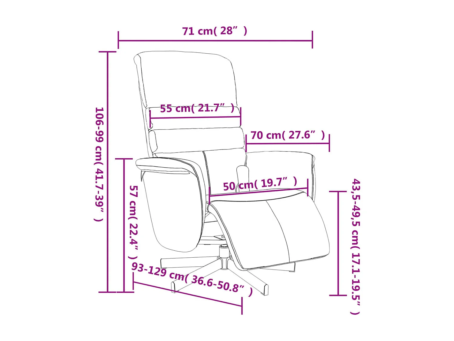 Massagefauteuil met voetsteun van zwart kunstleer