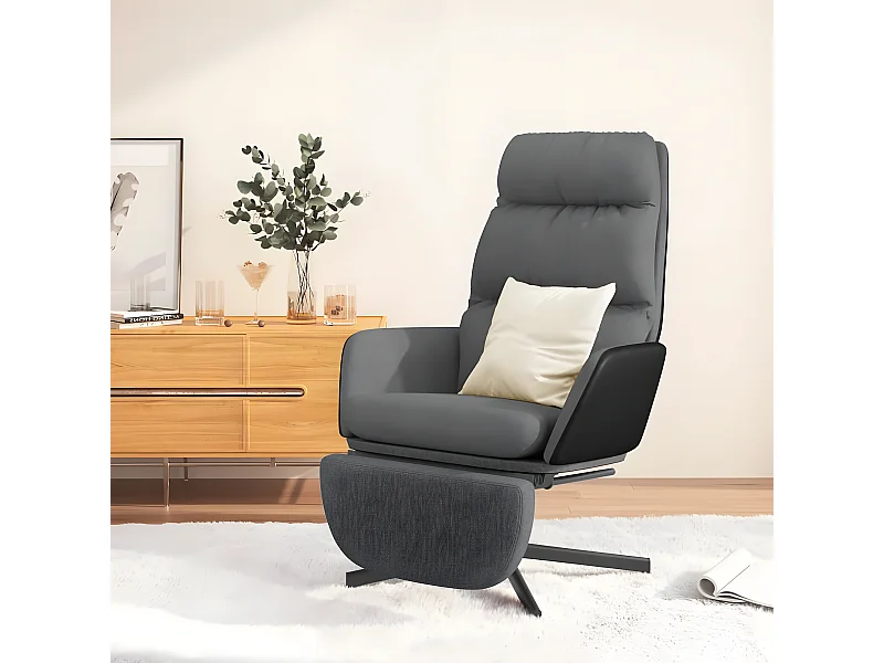 Chaise de relaxation avec repose-pied Gris clair Tissu