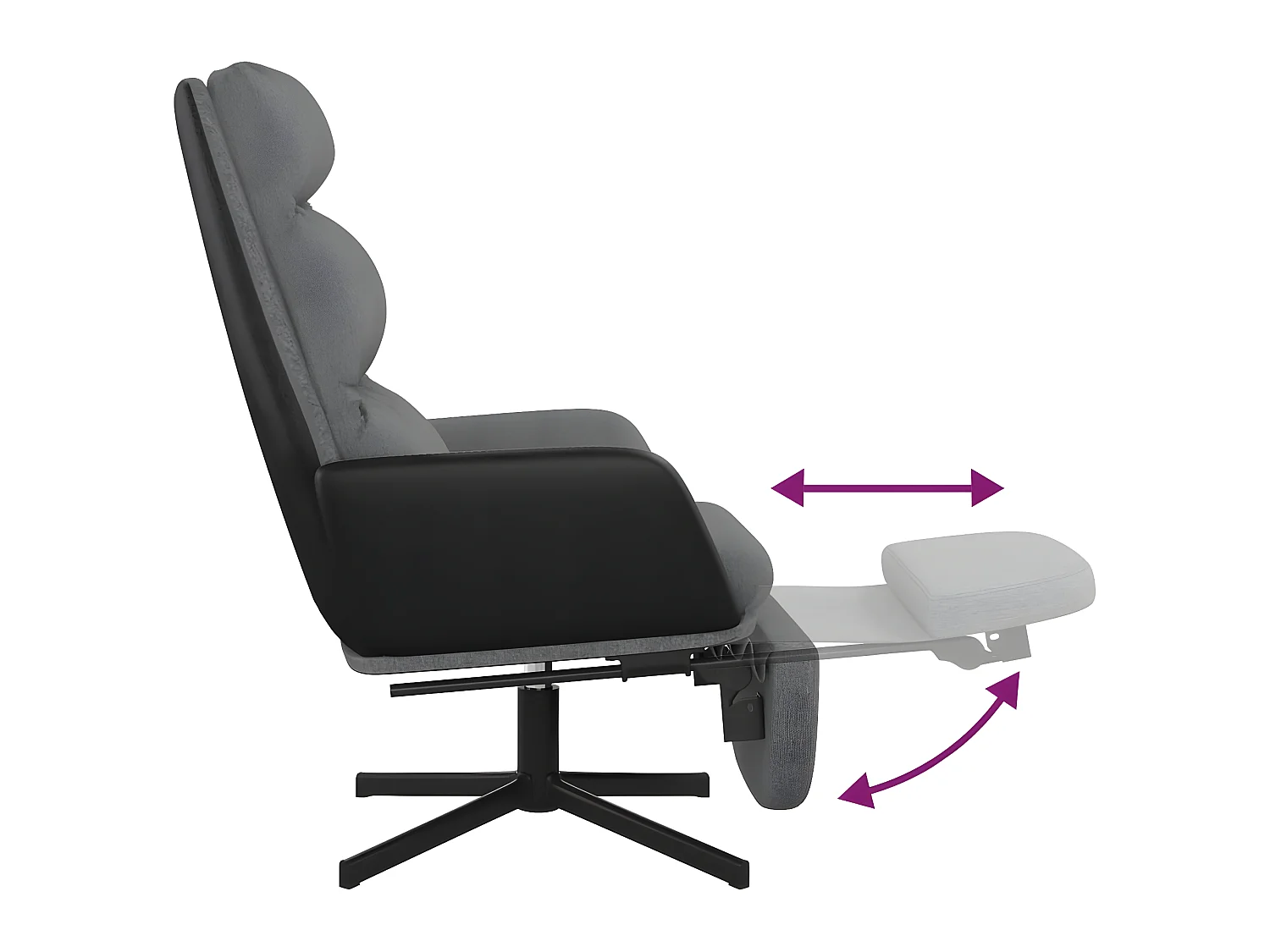 Chaise de relaxation avec repose-pied Gris clair Tissu