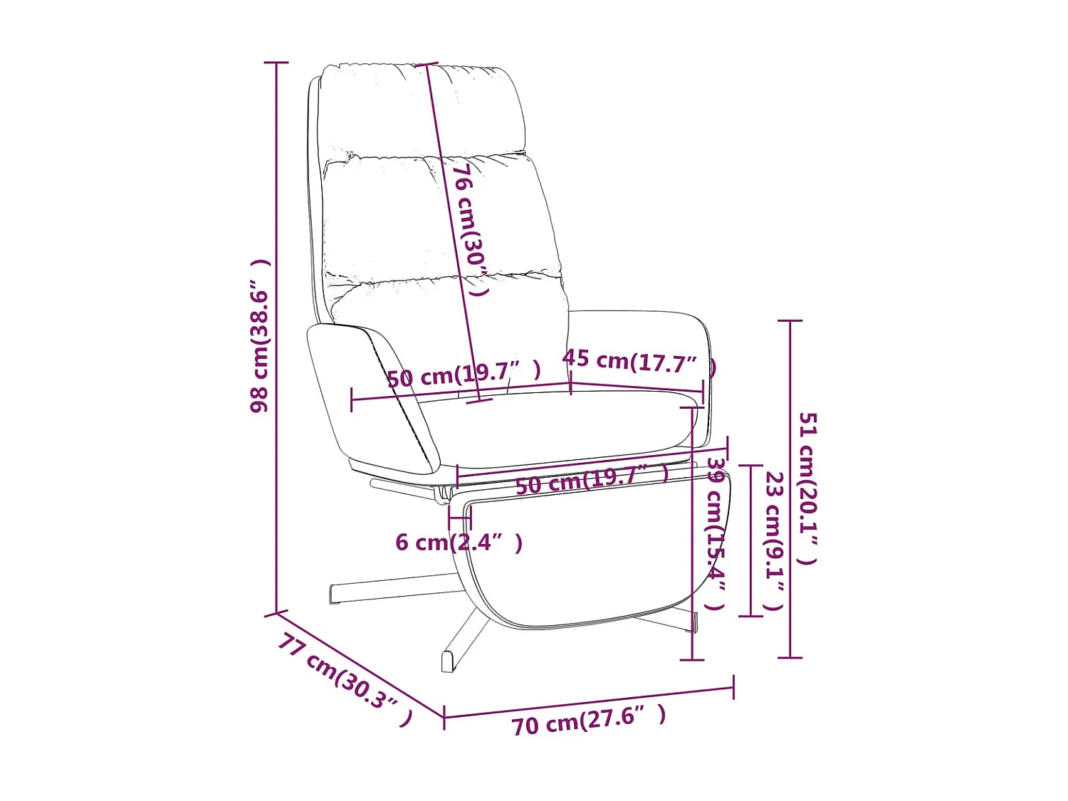 Chaise de relaxation avec repose-pied Gris clair Tissu