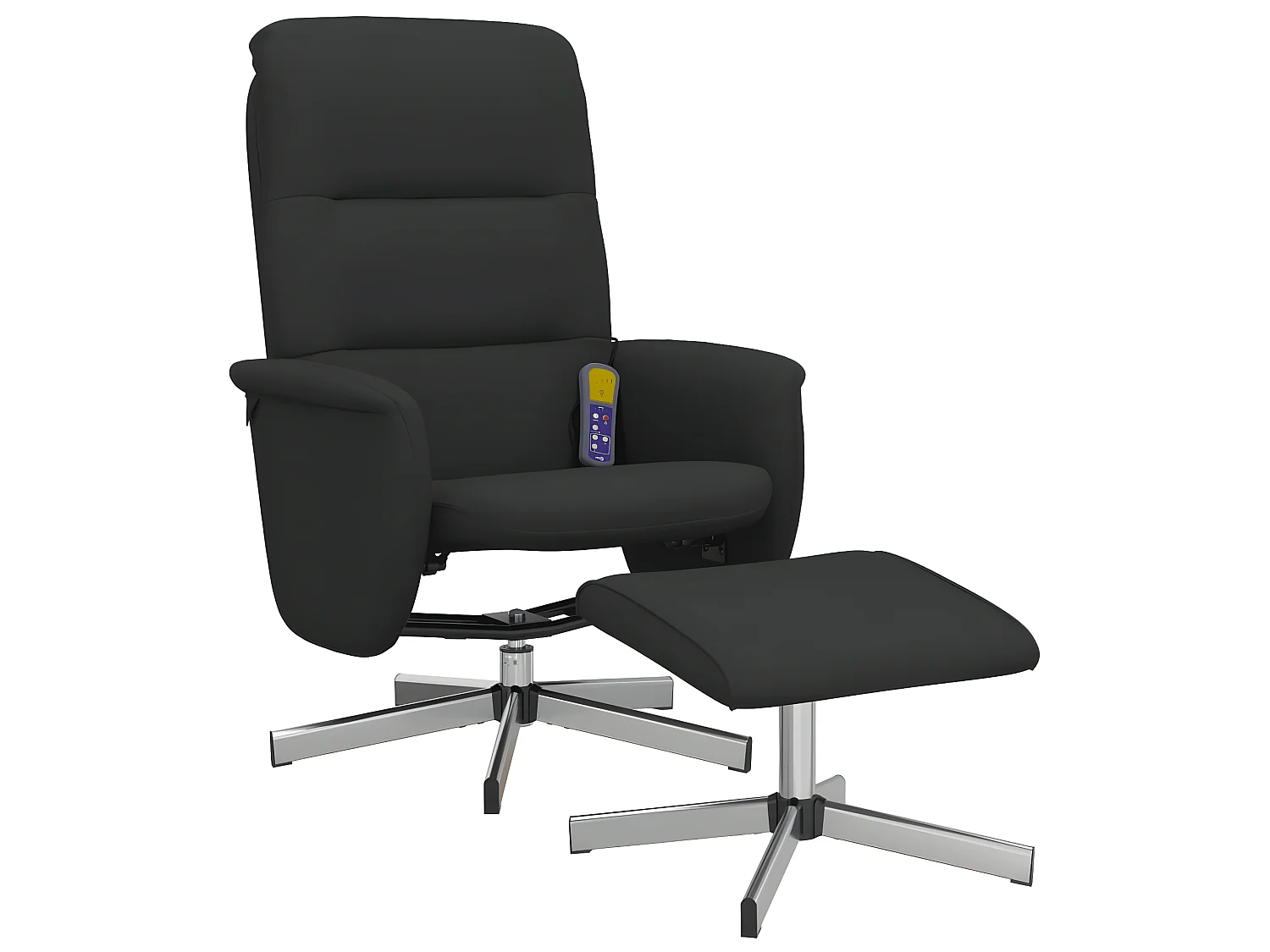 Cadeira de massagem reclinável com apoio para os pés em tecido preto